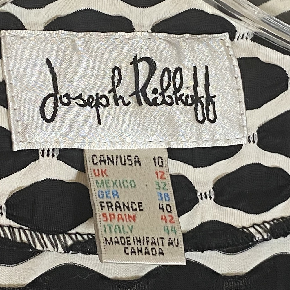 Joseph Ribkoff Jacket Womens 10 Black White Art to Wear Striped Button Classy - Picture 10 of 14